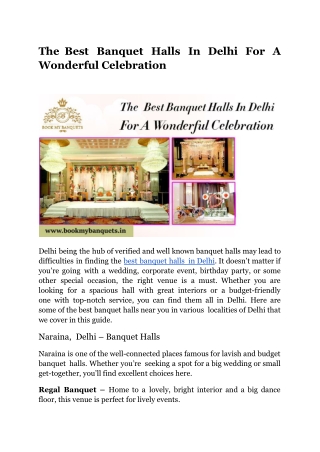 _The Best Banquet Halls In Delhi For A Wonderful Celebration