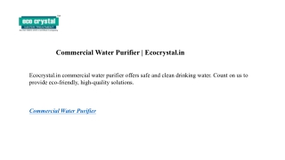 Commercial Water Purifier | Ecocrystal.in