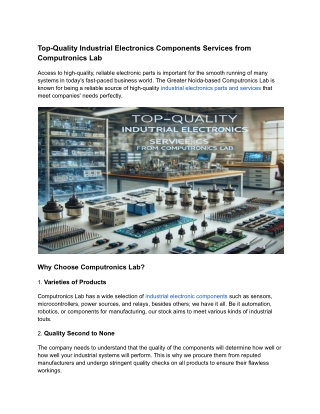 Top-Quality Industrial Electronics Components Services from Computronics Lab