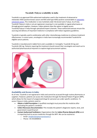 Tukysa availability in India | 9310090915