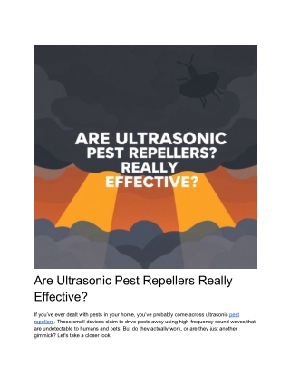 Are Ultrasonic Pest Repellers Really Effective?