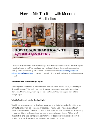 How to Mix Tradition with Modern Aesthetics