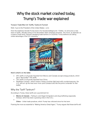 Why the stock market crashed today, Trump’s Trade war explained