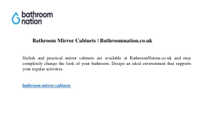 Bathroom Mirror Cabinets | Bathroomnation.co.uk