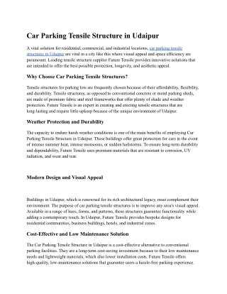 Car Parking Tensile Structure in Udaipur