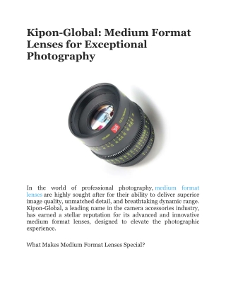 Kipon-Global Medium Format Lenses – Ultimate Clarity