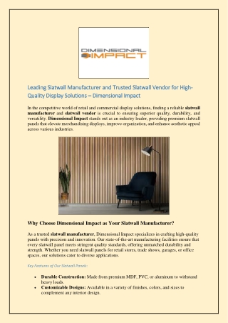 Leading Slatwall Manufacturer and Trusted Slatwall Vendor for High