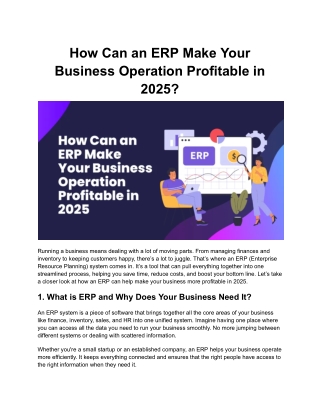 How Can an ERP Make Your Business Operation Profitable in 2025
