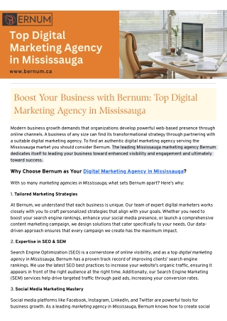 Grow Your Business with Bernum: Leading Digital Marketing Agency in Mississauga