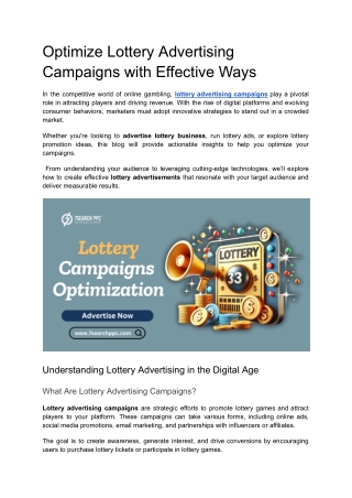 Optimize Lottery Advertising Campaigns with Effective Ways