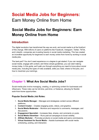 Social Media Jobs for Beginners: Earn Money Online From Home