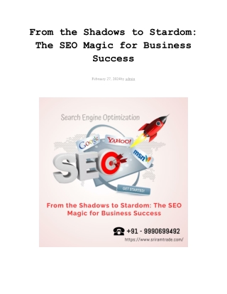 From the Shadows to Stardom The SEO Magic for Business
