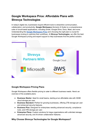 Google Workspace Price _ Shrevya Technologies