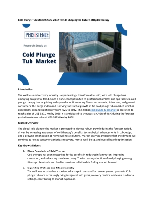 Cold Plunge Tub Market 2025-2032 Trends Shaping the Future of Hydrotherapy