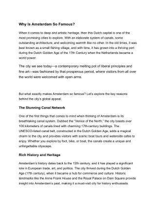 Why Is Amsterdam So Famous