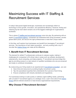 Maximizing Success with IT Staffing & Recruitment Services