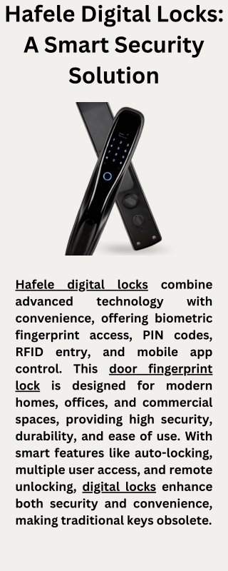 Hafele digital locks: A smart security solution