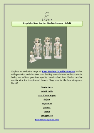 Exquisite Ram Darbar Marble Statues | Salvik