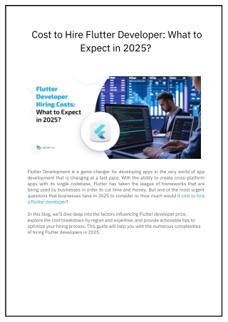 Cost to Hire Flutter Developer What to  Expect in 2025