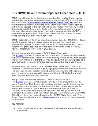 Buy OPMS Silver Kratom Capsules Green Vein