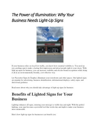 The Power of Illumination Why Your Business Needs Light-Up Signs