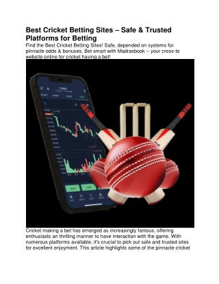 Best Cricket Betting Sites – Safe & Trusted Platforms for Betting