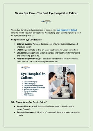 Vasan Eye Care - Best Eye Hospital in Calicut