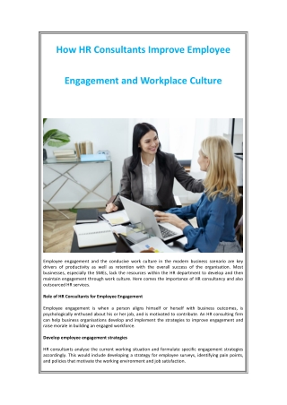How HR Consultants Improve Employee Engagement and Workplace Culture