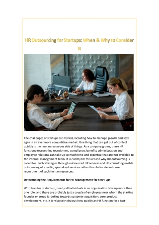 HR Outsourcing for Startups When & Why to Consider It
