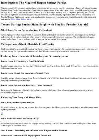 Tarpon Springs Parties Shine Bright with Pinellas' Premier Rentals!