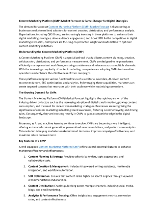 Content Marketing Platform (CMP) Market Forecast- A Game-Changer for Digital Strategies