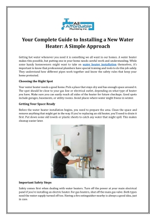 Your Complete Guide to Installing a New Water Heater: A Simple Approach