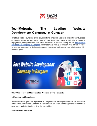 TechMetronix: The Leading Website Development Company in Gurgaon