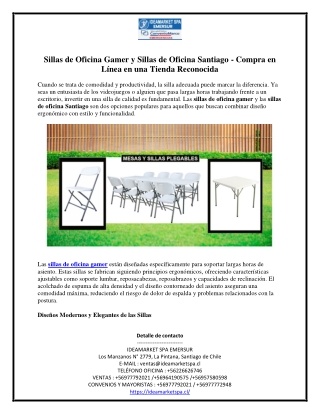 Sillas de Oficina Gamer y Sillas de Oficina Santiago - Compra en Línea en una Tienda Reconocida