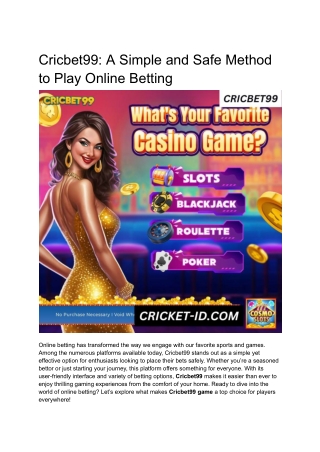 Cricbet99_ A Simple and Safe Method to Play Online Betting