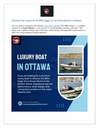 Discover the Luxury of the BRIG Eagle 3.5 at Sousa Marine in Ottawa