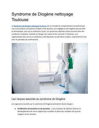 Syndrome de Diogène nettoyage Toulouse