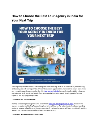 How to Choose the Best Tour Agency in India for Your Next Trip