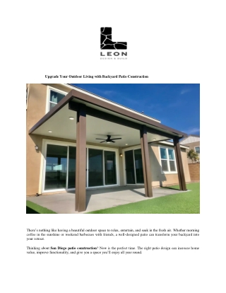 Upgrade Your Outdoor Living with Backyard Patio Construction