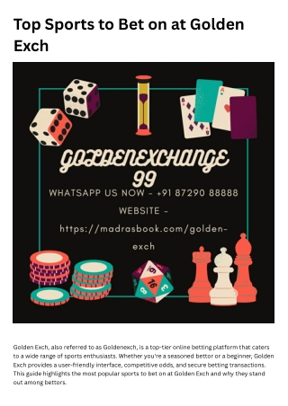 Top Sports to Bet on at Golden Exch