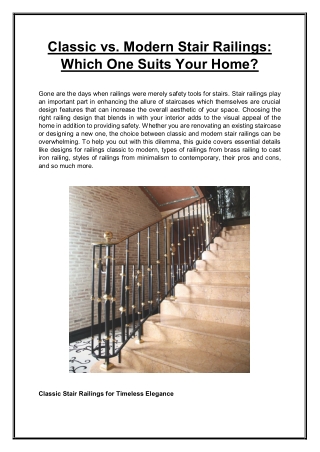 Classic vs. Modern Stair Railings: Which One Suits Your Home?