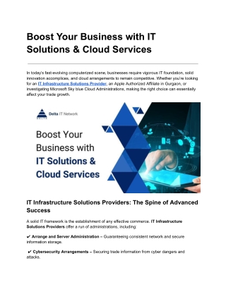 Boost Your Business with IT Solutions & Cloud Services