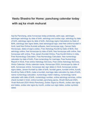 Vastu Shastra for Home_ panchang calendar today with aaj ka vivah muhurat