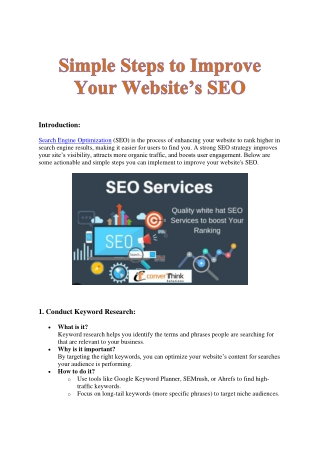 Simple Steps to Improve Your Website’s SEO