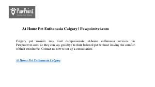 At Home Pet Euthanasia Calgary | Pawpointvet.com