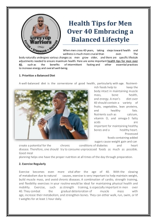 Health Tips for Men Over 40 Embracing a Balanced Lifestyle