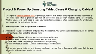 Protect & Power Up Samsung Tablet Cases & Charging Cables!