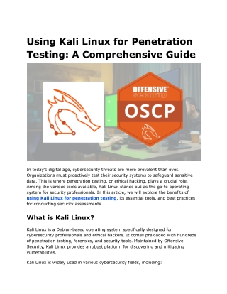 Using Kali Linux for Penetration Testing_ A Comprehensive Guide