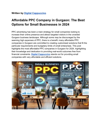 Digital Cappuccino_ Premier Selections for Small Businesses _ Budget-Friendly PPC Company in Gurgaon