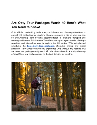 Ooty Tour Packages at Best Prices - Book Now